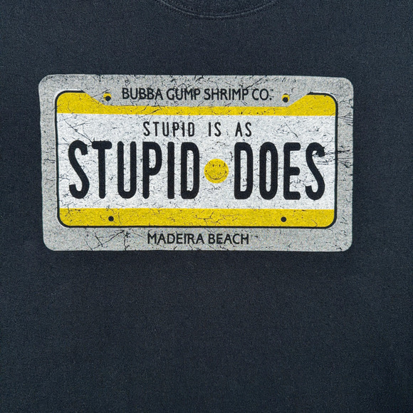 Vintage Bubba Gump Shrimp Shirt Adult LARGE Black Madeira Beach Stupid Is Y2K - Picture 2 of 6